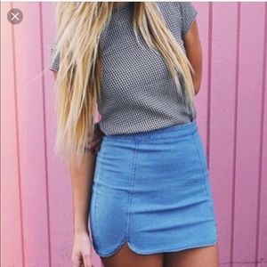 Scalloped Edge Denim Skirt
